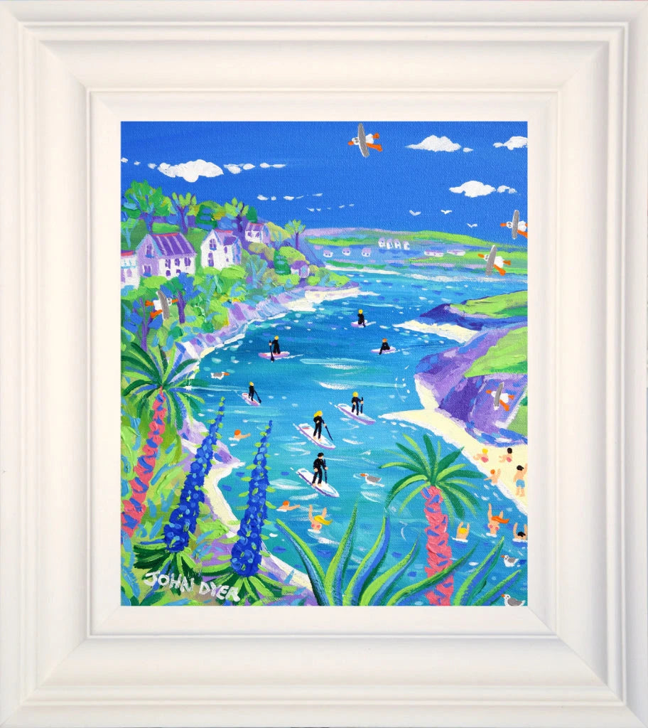 John Dyer Painting. Paddleboarding down the Gannel Estuary.
12 x 10 inches, acrylic on canvas John Dyer
