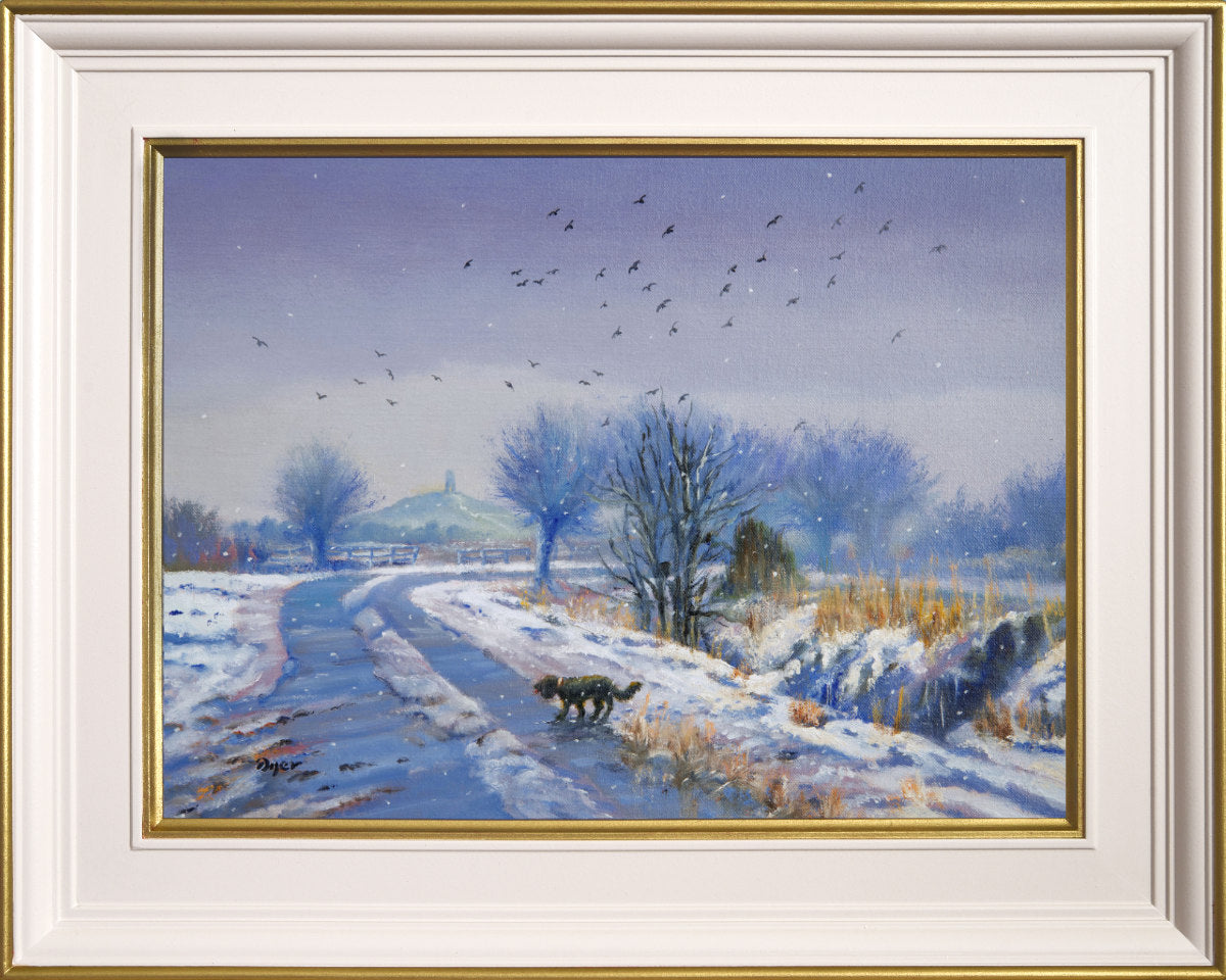 'Homeward Bound. Near Glastonbury Tor, Somerset', 12 x 16 inches original art oil on canvas. Paintings of Somerset by Cornish Artist Ted Dyer from our Cornwall Art Gallery