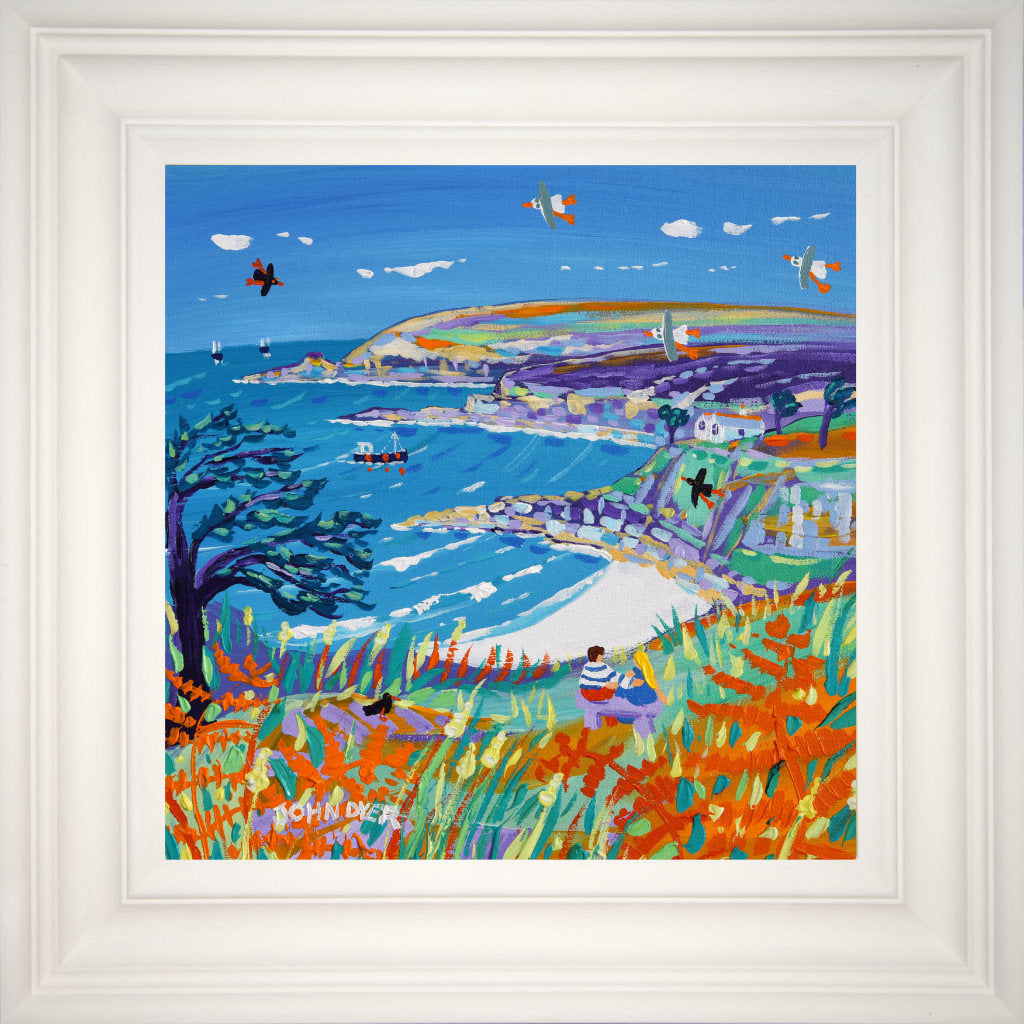 'Cuddle on the Cliffs, Treen Cove, Zennor', 12 x 12 inches original art acrylic on canvas. Paintings of Cornwall by Cornish Artist John Dyer from our Cornwall Art Gallery