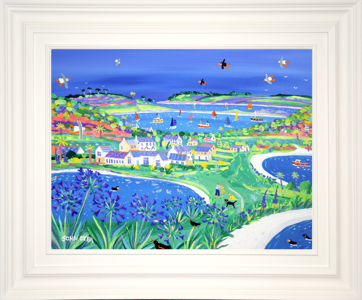 John Dyer Painting. Agapanthus Days at Hell Bay, Bryher. 18x24 inches acrylic on canvas