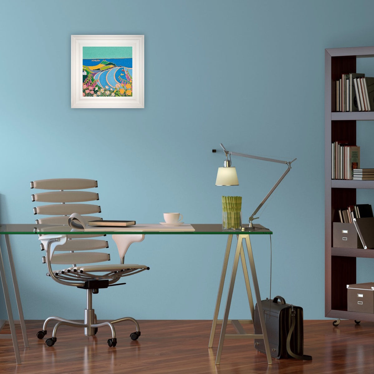 Cornwall Art Gallery Joanne Short Painting. 'Wild Cornish Flowers, Cape Cornwall'. 12 x 12 inches oil on canvas