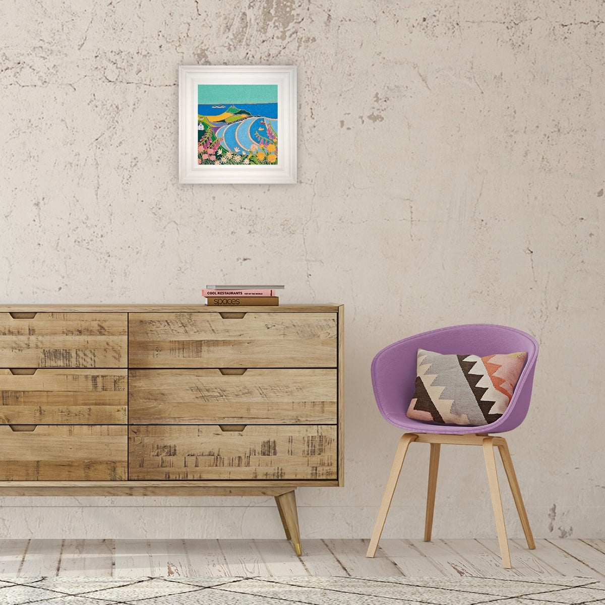 Cornwall Art Gallery Joanne Short Painting. 'Wild Cornish Flowers, Cape Cornwall'. 12 x 12 inches oil on canvas