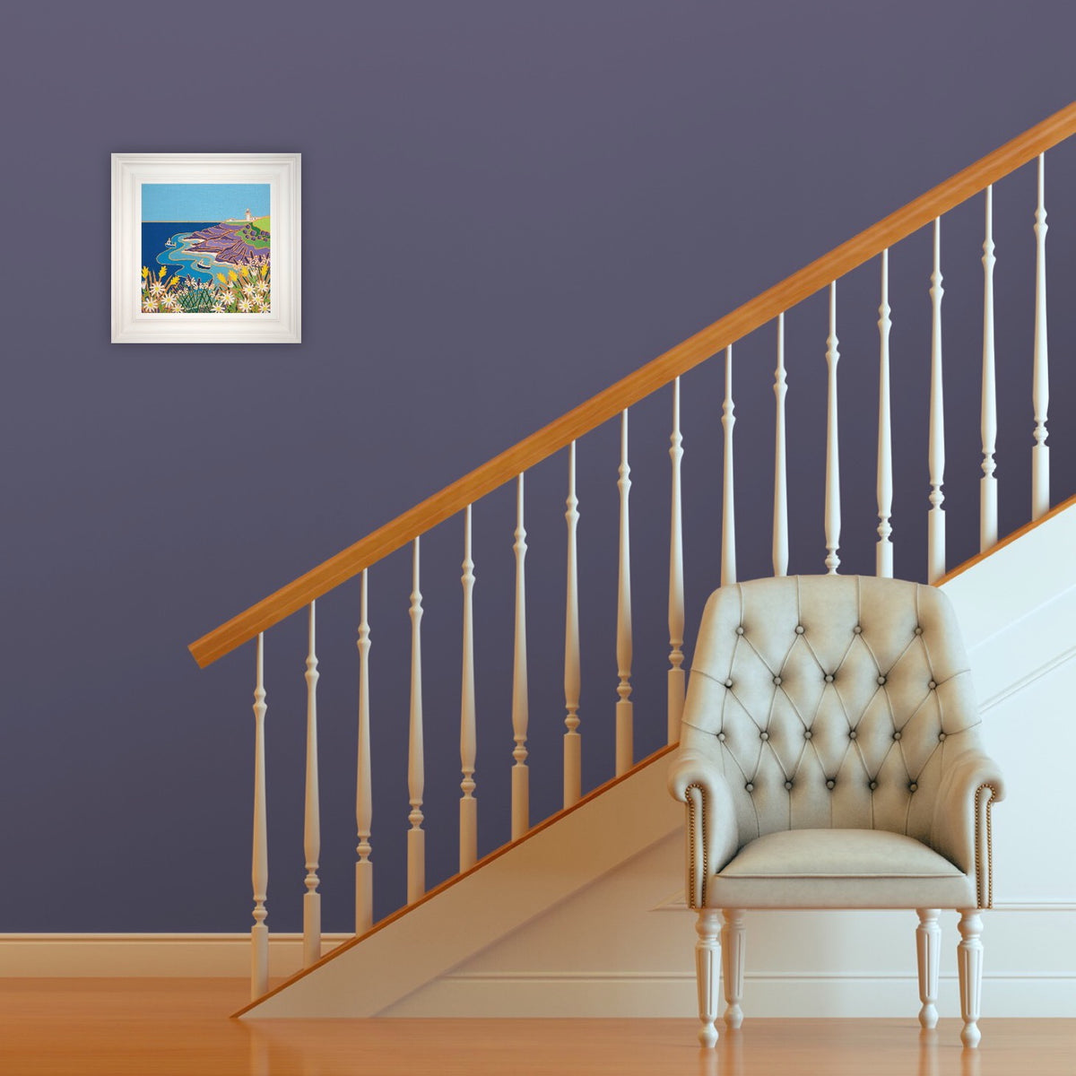 Cornwall Art Gallery Joanne Short Painting. 'View to the Lighthouse, Pendeen'
. 12 x 12 inches, oil on canvas