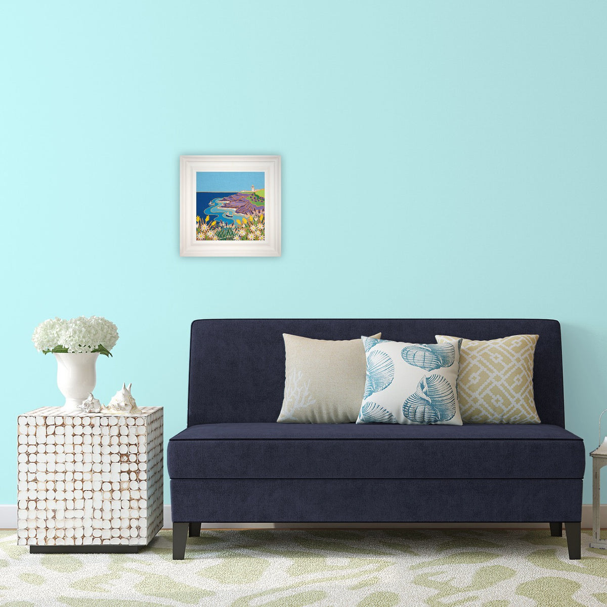 Cornwall Art Gallery Joanne Short Painting. 'View to the Lighthouse, Pendeen'
. 12 x 12 inches, oil on canvas