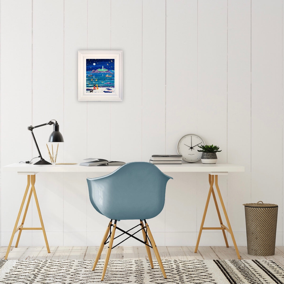 John Dyer Painting. Moonlit Lovers, Godrevy.
12 x 10 inches, acrylic on canvas