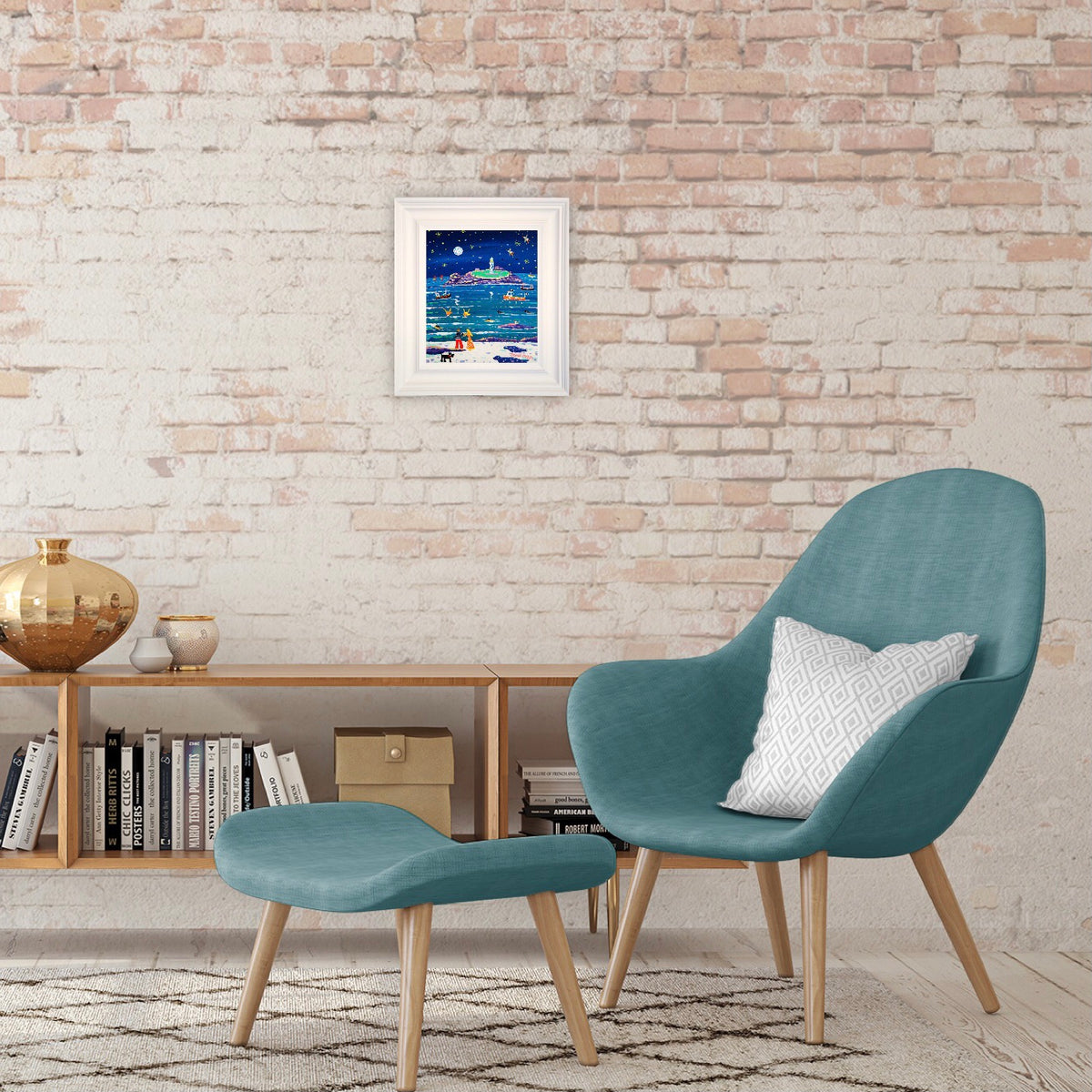 John Dyer Painting. Moonlit Lovers, Godrevy.
12 x 10 inches, acrylic on canvas