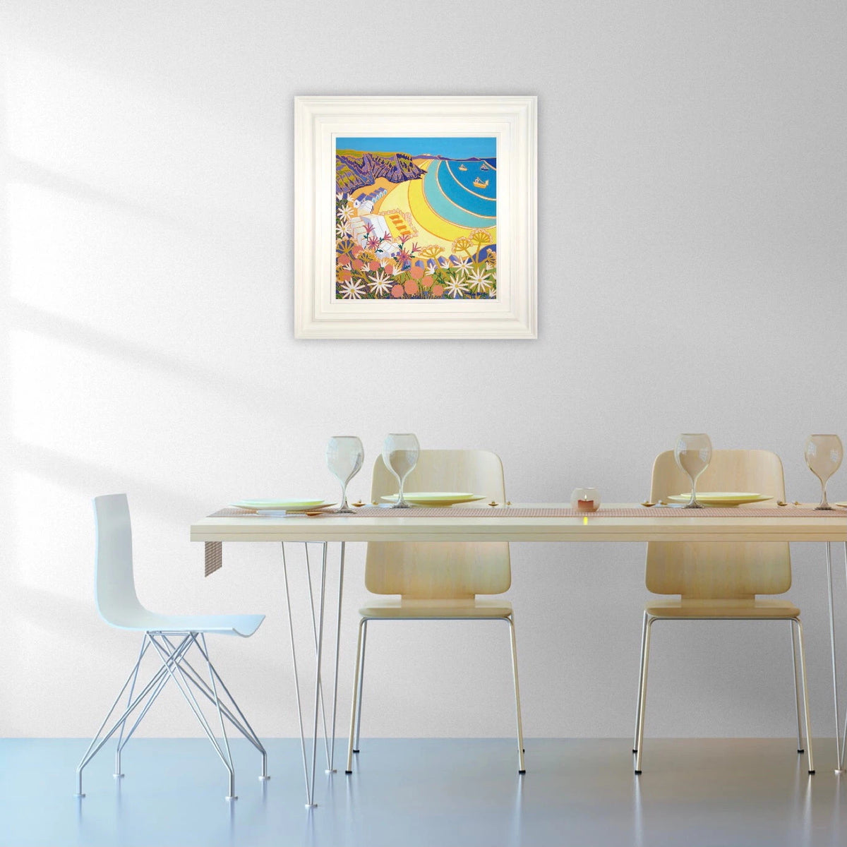 'Happy Days at Lusty Glaze Beach, Newquay', 18x18 inches oil on canvas. Cornwall Painting by Cornish Artist Joanne Short. Joanne Short