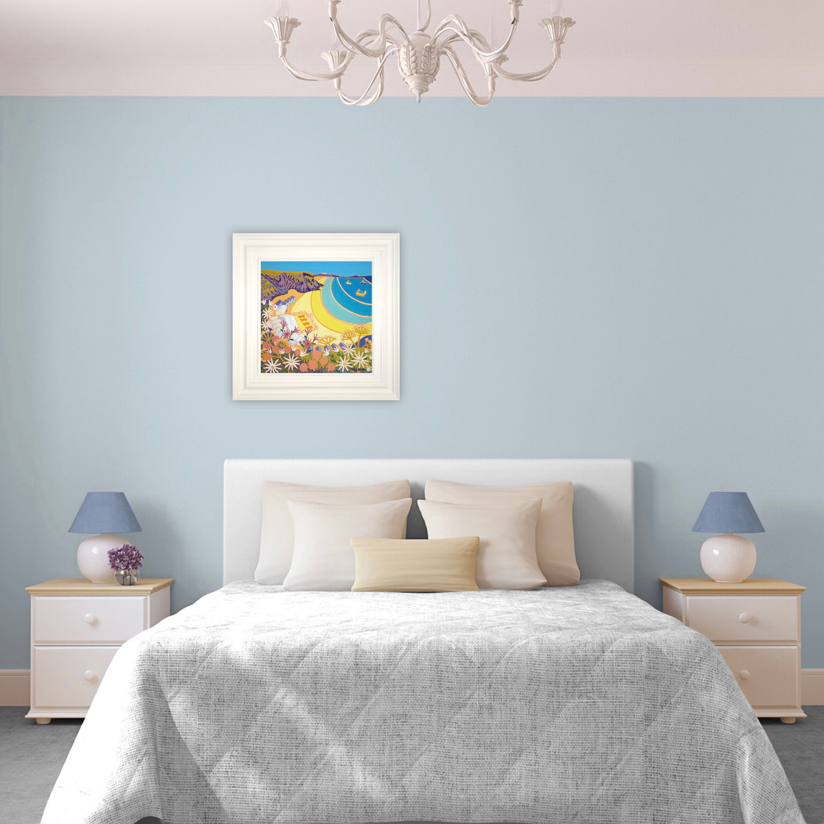 'Happy Days at Lusty Glaze Beach, Newquay', 18x18 inches oil on canvas. Cornwall Painting by Cornish Artist Joanne Short. Cornish Art from our Cornwall Art Gallery