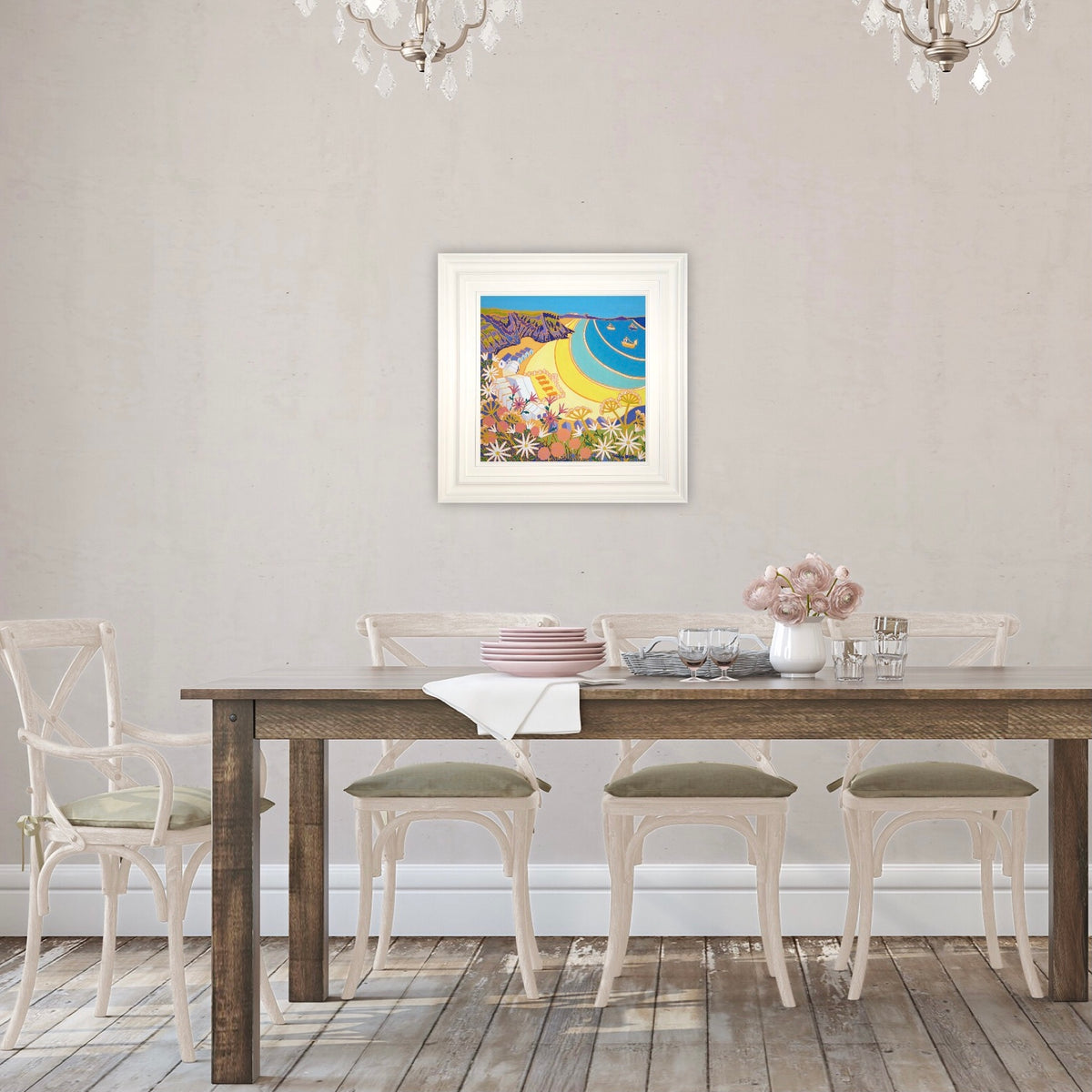 'Happy Days at Lusty Glaze Beach, Newquay', 18x18 inches oil on canvas. Cornwall Painting by Cornish Artist Joanne Short. Cornish Art from our Cornwall Art Gallery