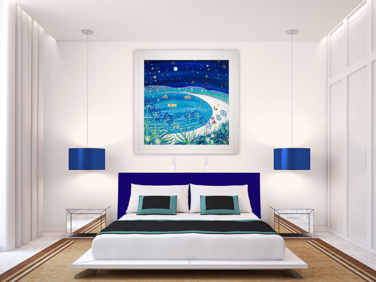 Cornwall Art Gallery Original Painting by John Dyer. Full Moon over Pentle Bay, Tresco.
100 x 100 cm, acrylic on canvas