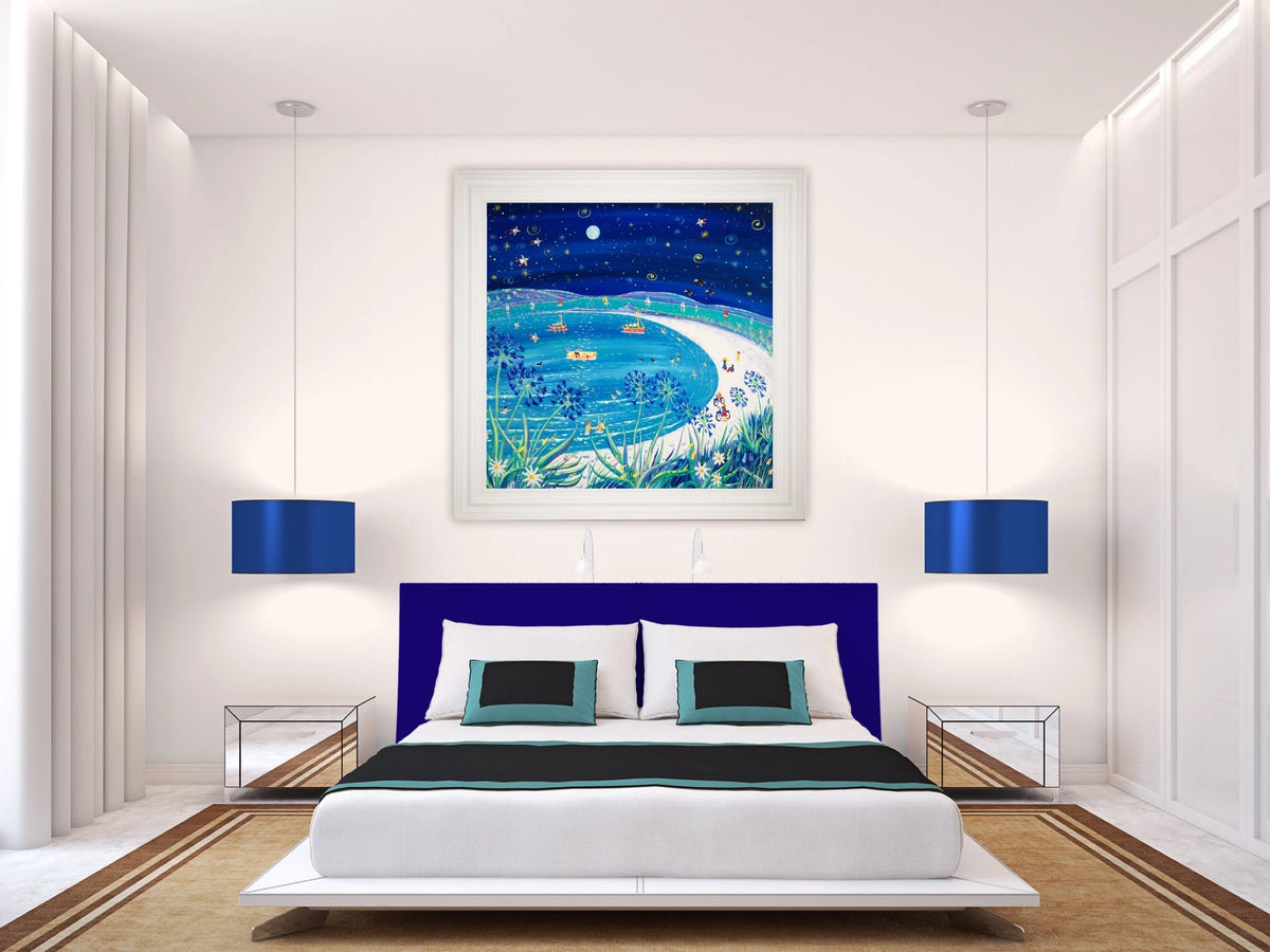 Cornwall Art Gallery Original Painting by John Dyer. Full Moon over Pentle Bay, Tresco.
100 x 100 cm, acrylic on canvas John Dyer