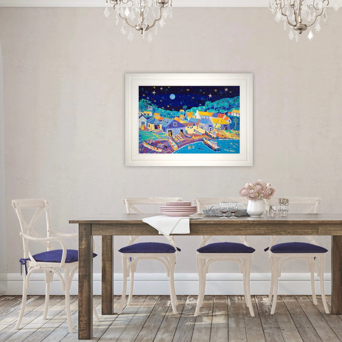 Painting by John Dyer. Moonlit Skinny Dippers, Cadgwith.
24 x 36 inches, acrylic on board John Dyer