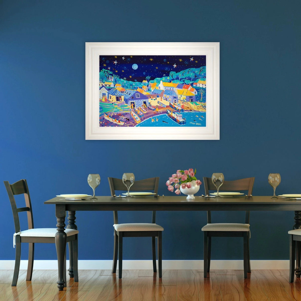 Painting by John Dyer. Moonlit Skinny Dippers, Cadgwith.
24 x 36 inches, acrylic on board John Dyer