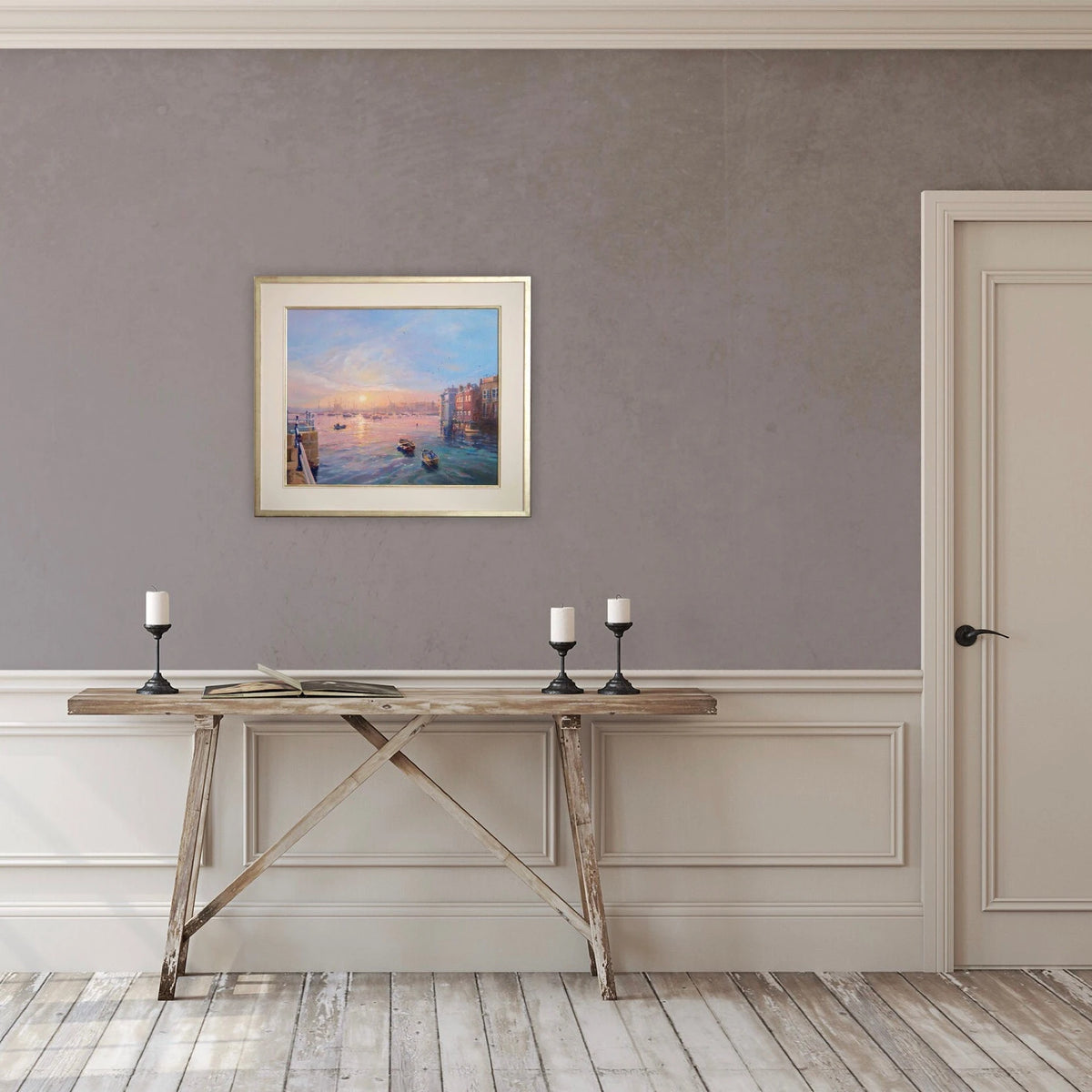 Ted Dyer Oil Painting. Sunrise over the Prince of Wales Pier, Falmouth
. 20 x 24 inches, oil on canvas Ted Dyer