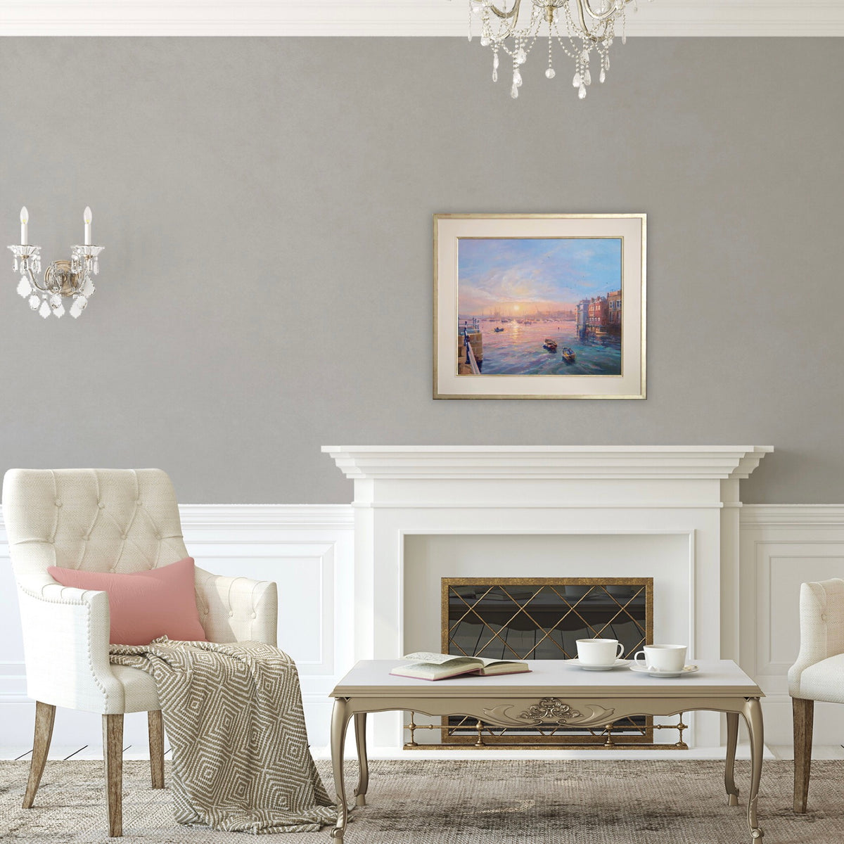 Ted Dyer Oil Painting. Sunrise over the Prince of Wales Pier, Falmouth
. 20 x 24 inches, oil on canvas