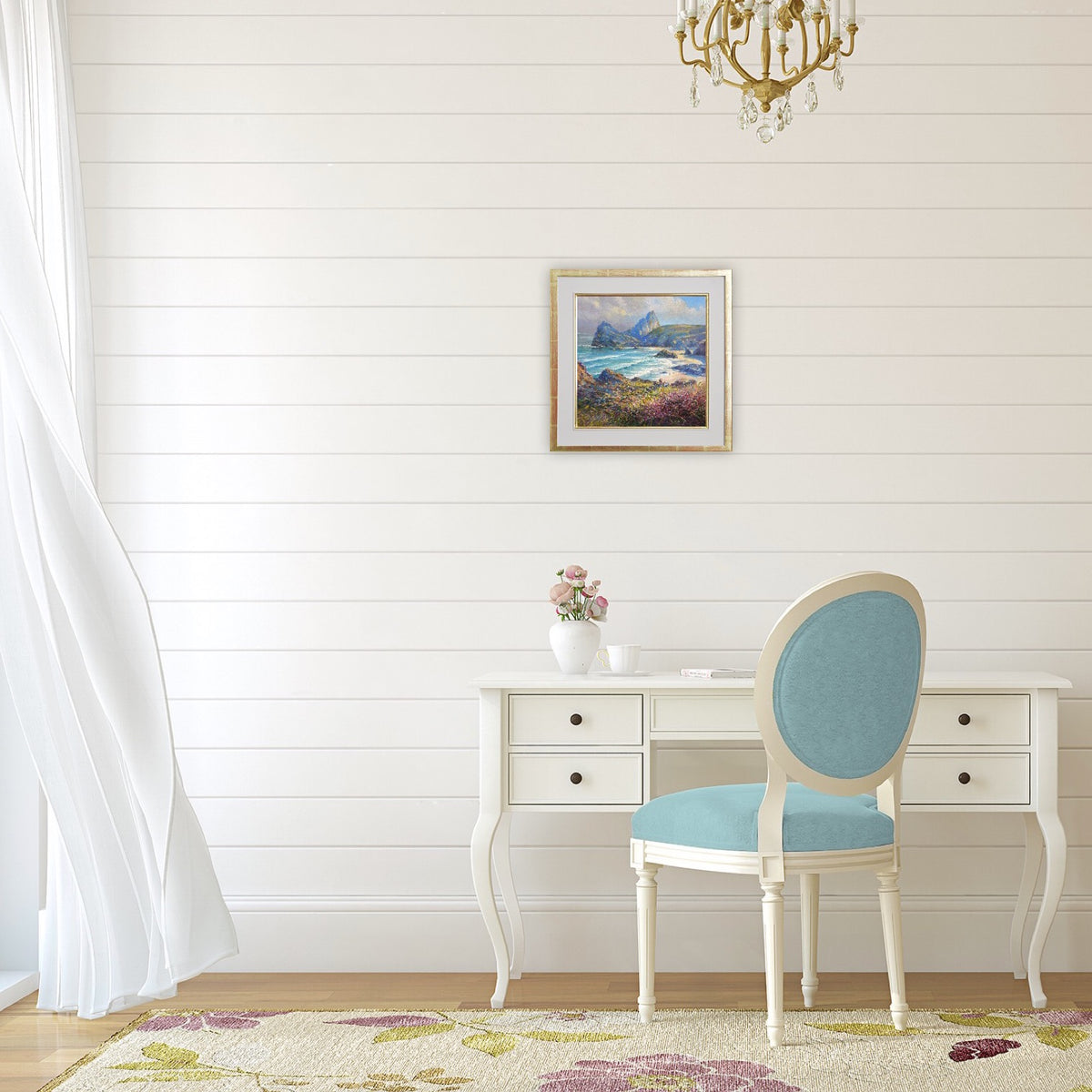 Ted Dyer painting. Soft Light, Kynance Cove. 14 x 14 inches oil on canvas.