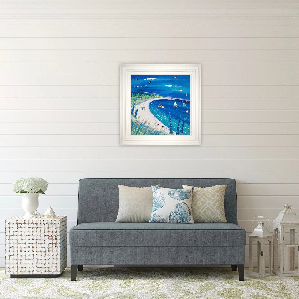 John Dyer Painting. Sparkling Blue Sea, Pentle Bay, Tresco.
24 x 24 inches, acrylic on canvas John Dyer