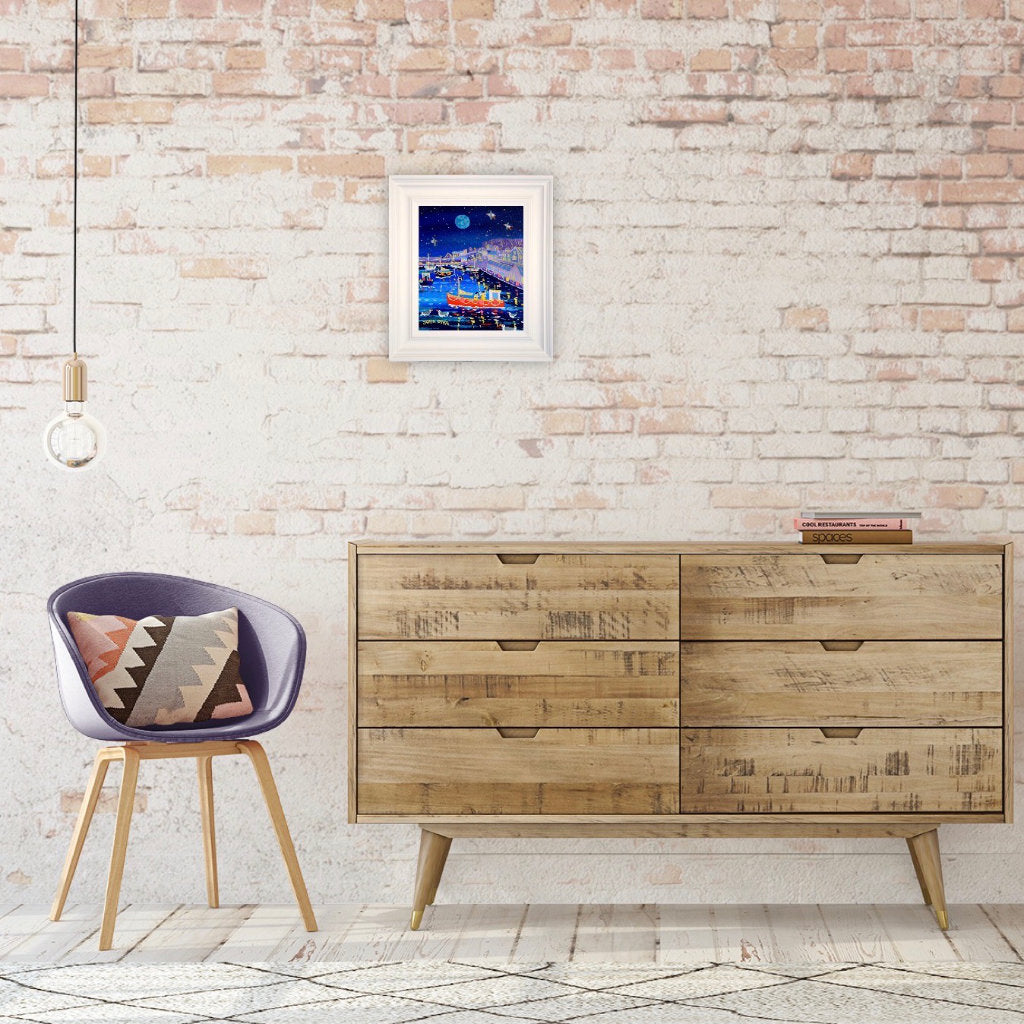 John Dyer Painting. Blue Moon, Newlyn.
12 x 10 inches, acrylic on canvas