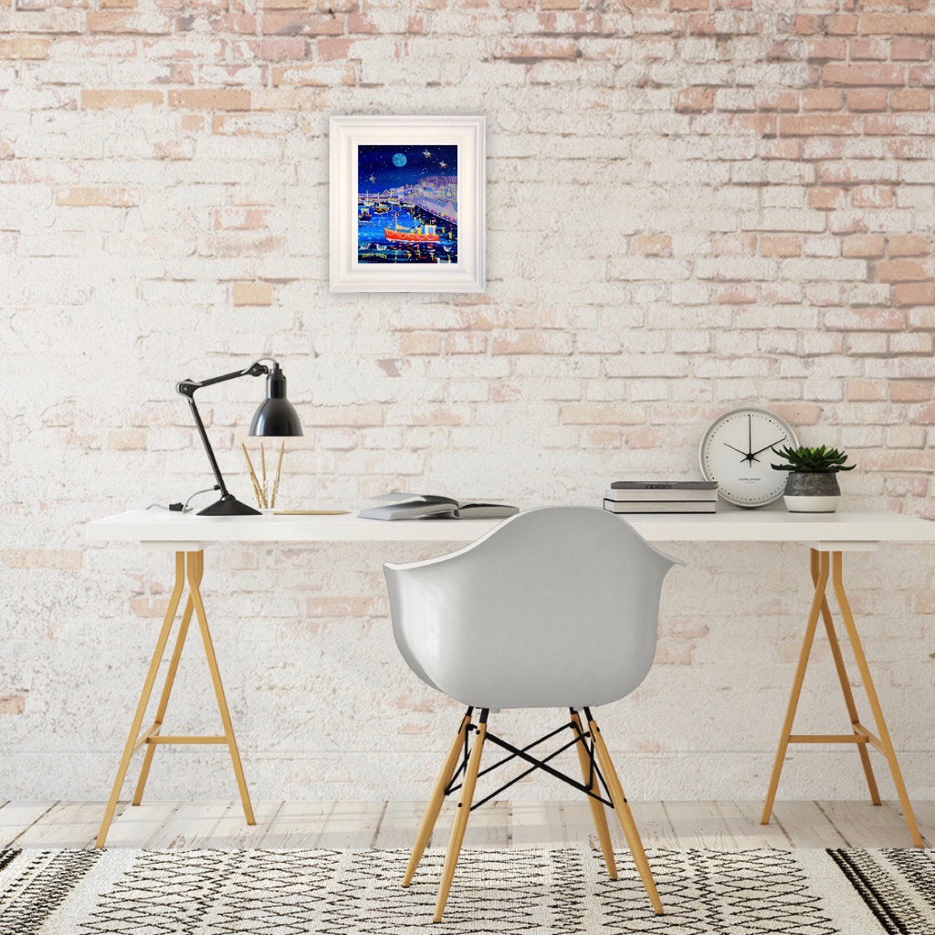 John Dyer Painting. Blue Moon, Newlyn.
12 x 10 inches, acrylic on canvas