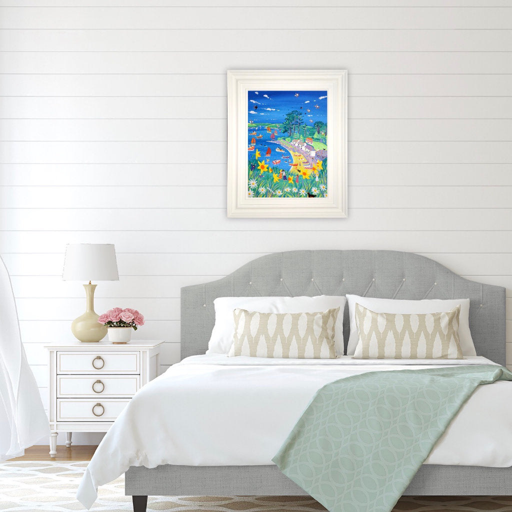 John Dyer Painting. Dancing in the Daffodils, Helford Passage. 24 x 18 inches acrylic on canvas