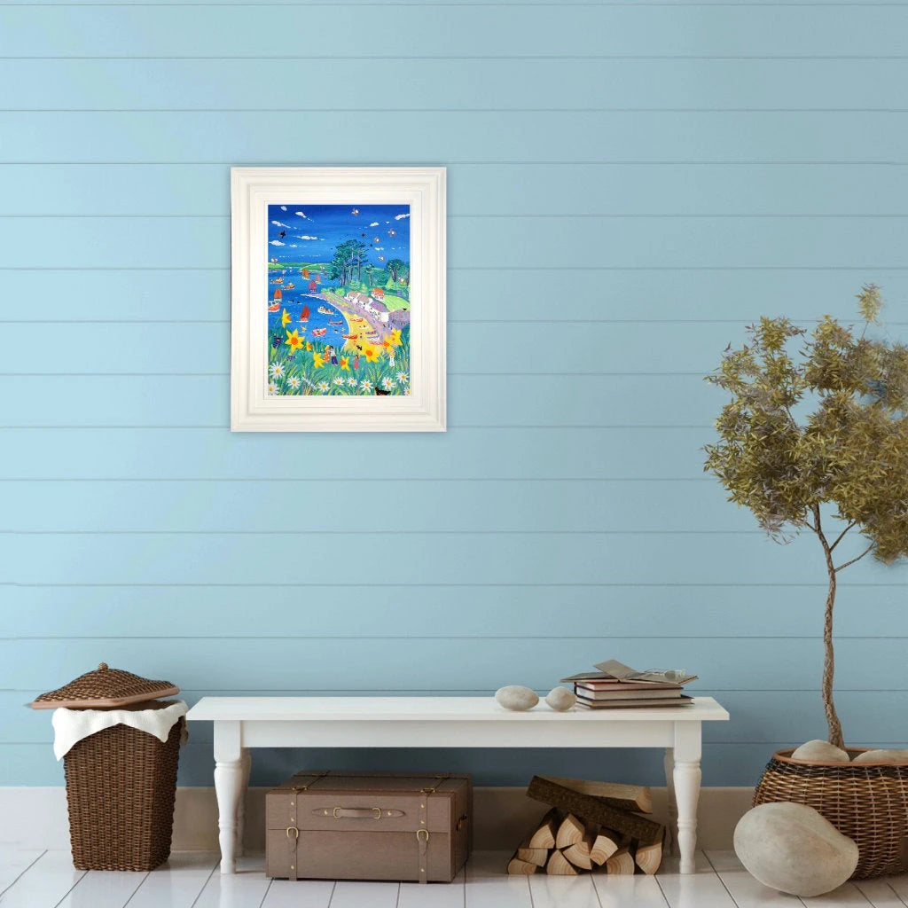 John Dyer Painting. Dancing in the Daffodils, Helford Passage. 24 x 18 inches acrylic on canvas John Dyer