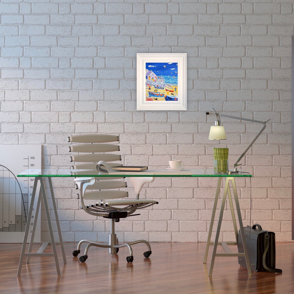 John Dyer Painting. Fishing boats and Fishermen, Sennen.
12 x 10 inches, acrylic on canvas