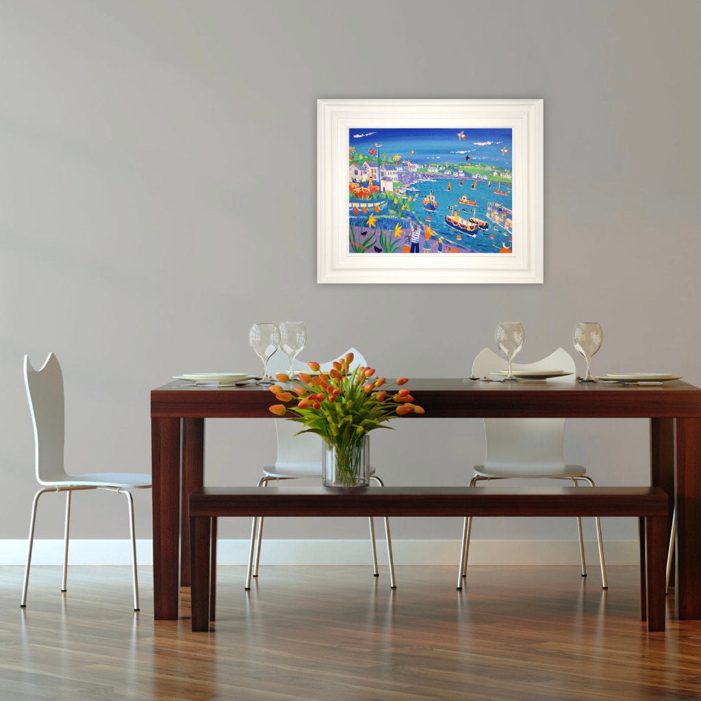 John Dyer Painting. Exploring the Harbour, Coverack. 18 x 24 inches acrylic on canvas