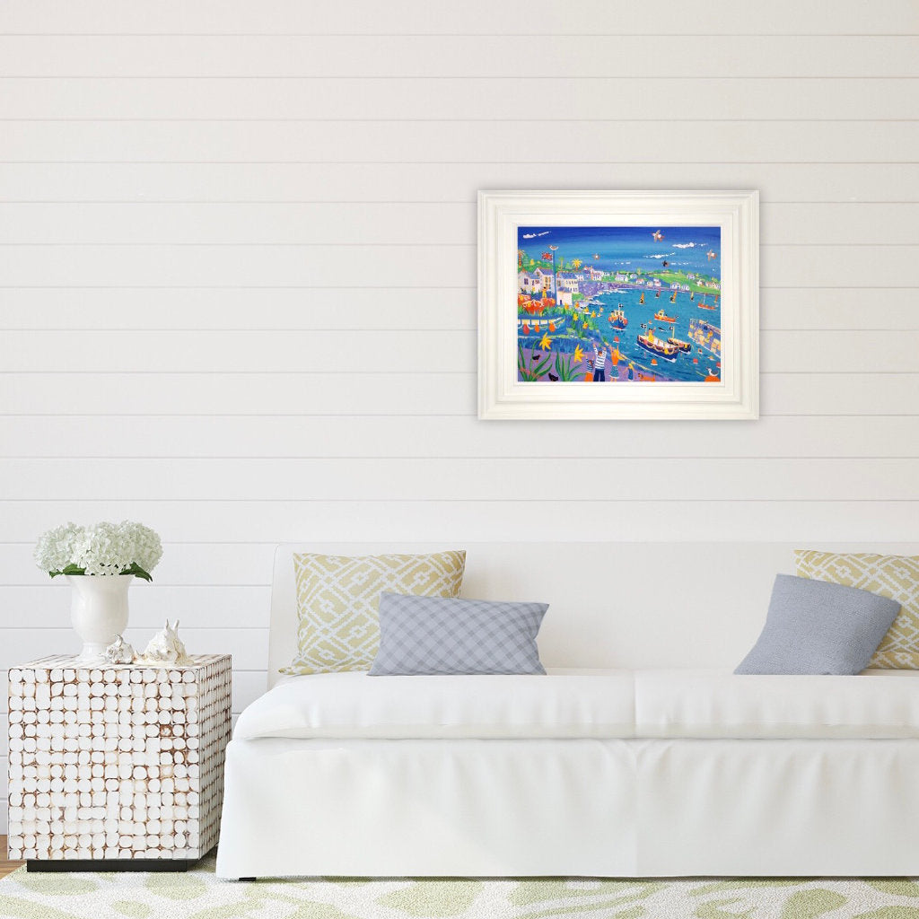 John Dyer Painting. Exploring the Harbour, Coverack. 18 x 24 inches acrylic on canvas