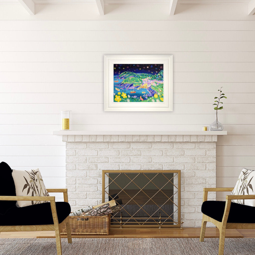 John Dyer Painting. Twinkling Stars, Portloe. 18 x 24 inches acrylic on canvas