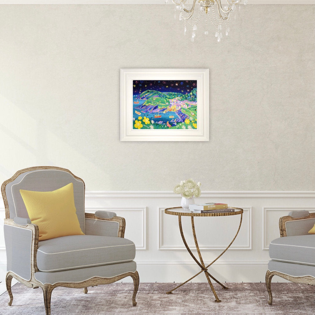 John Dyer Painting. Twinkling Stars, Portloe. 18 x 24 inches acrylic on canvas