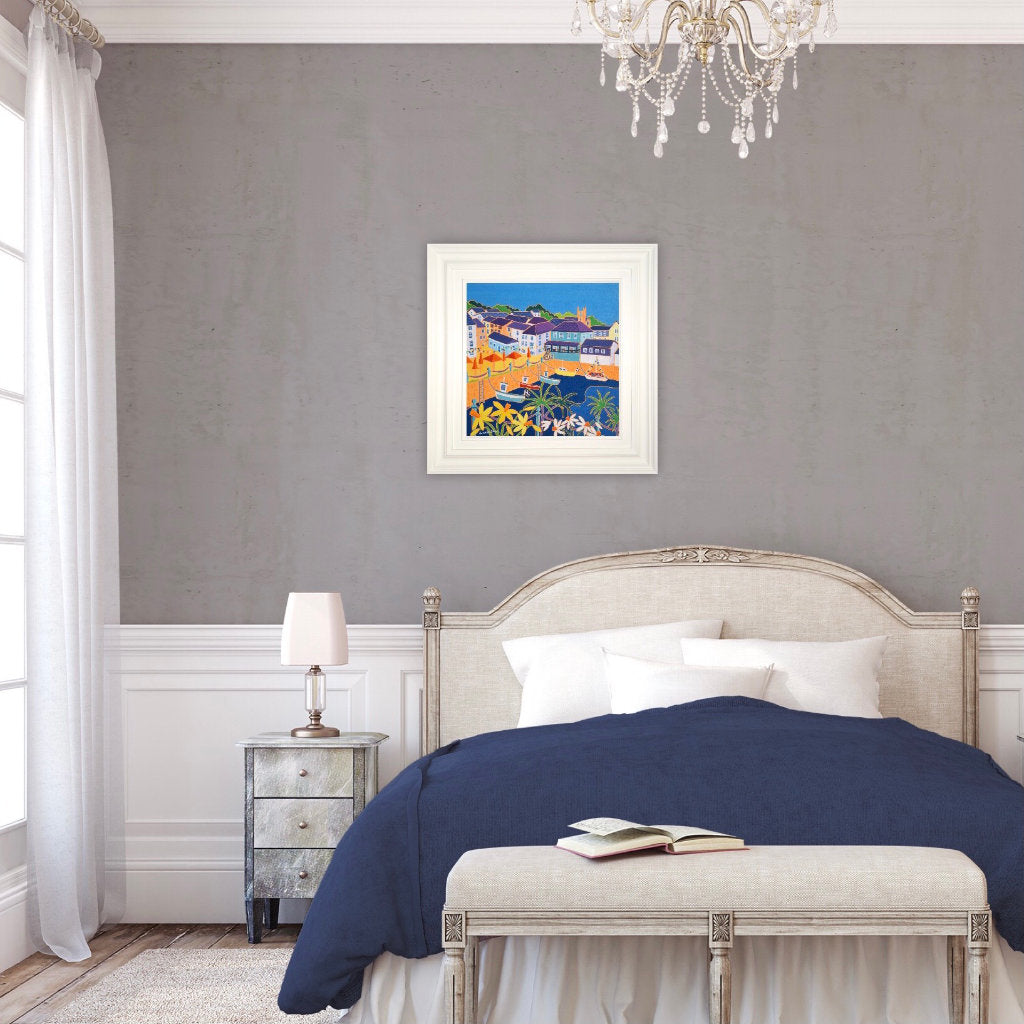 Original Painting by Joanne Short. A Feast of Colour, Customs House Quay, Falmouth.
18 x 18 inches, oil on canvas