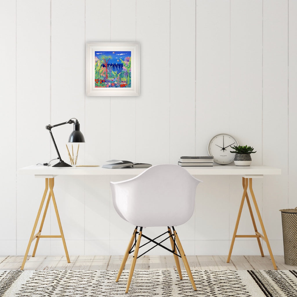 John Dyer Painting. Soaking up the Sun, Cornwall. 12 x 12 inches acrylic on canvas