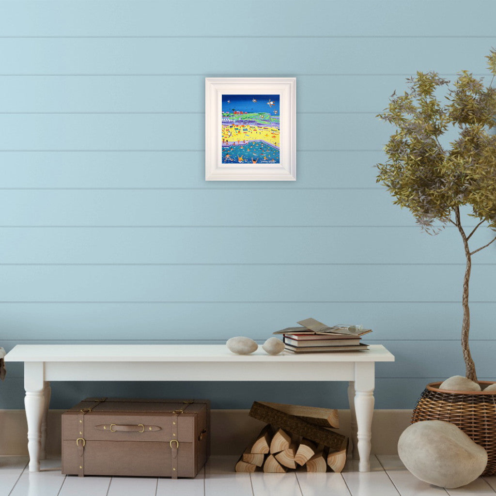 John Dyer Painting. Sizzling in the Sun, Bude.
12 x 10 inches, acrylic on canvas