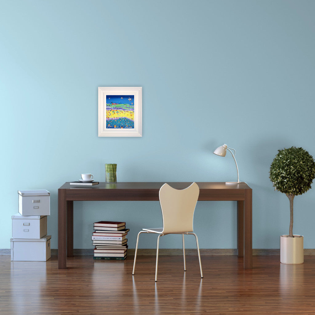 John Dyer Painting. Sizzling in the Sun, Bude.
12 x 10 inches, acrylic on canvas