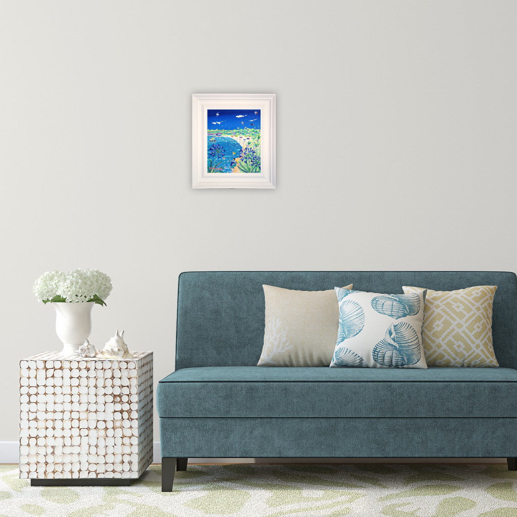 John Dyer Painting. Agapanthus Blue, Gyllyngvase Beach, Falmouth.
12 x 10 inches, acrylic on canvas John Dyer