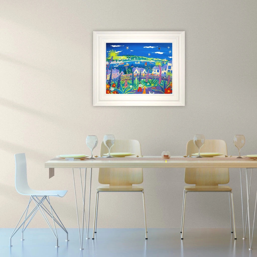 'Tropical View to Trefusis, Falmouth'. 18 x 24 inches, acrylic on canvas. Cornwall Art Gallery Painting by John Dyer. John Dyer