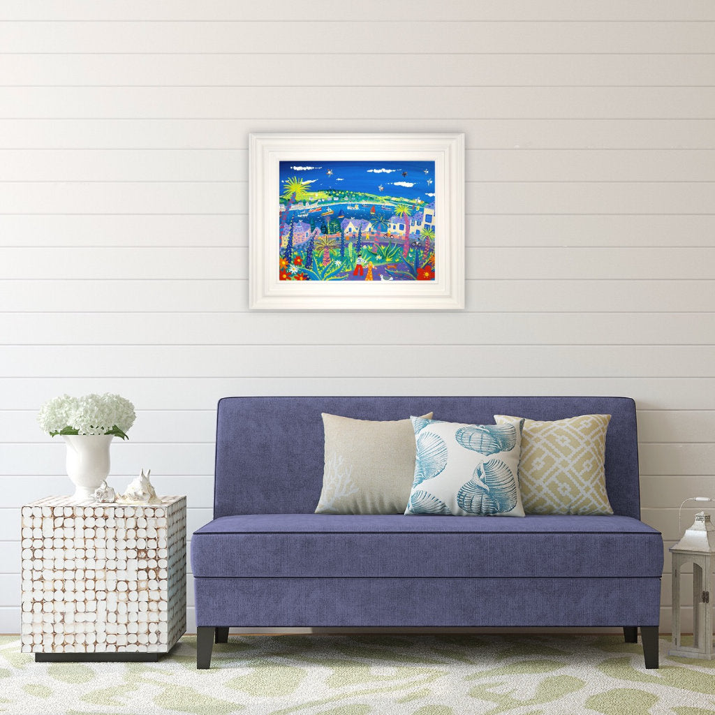 Cornwall Art Gallery Painting by John Dyer. 'Tropical View to Trefusis Beach from Falmouth'. 18 x 24 inches, acrylic on canvas,