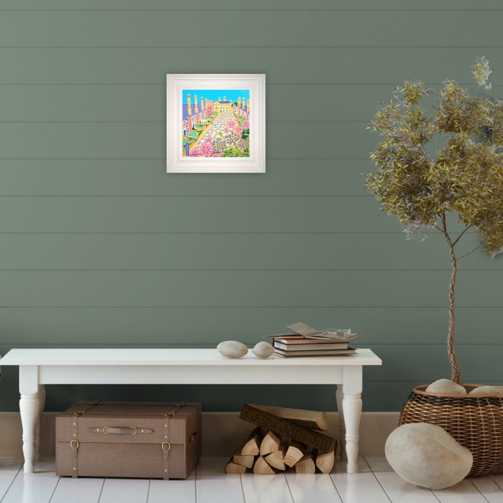 'Summer Flowers, Vicars' Close, Wells'. 12 x 12 inches oil on canvas. Somerset Art Gallery Original Art Painting by Artist Joanne Short