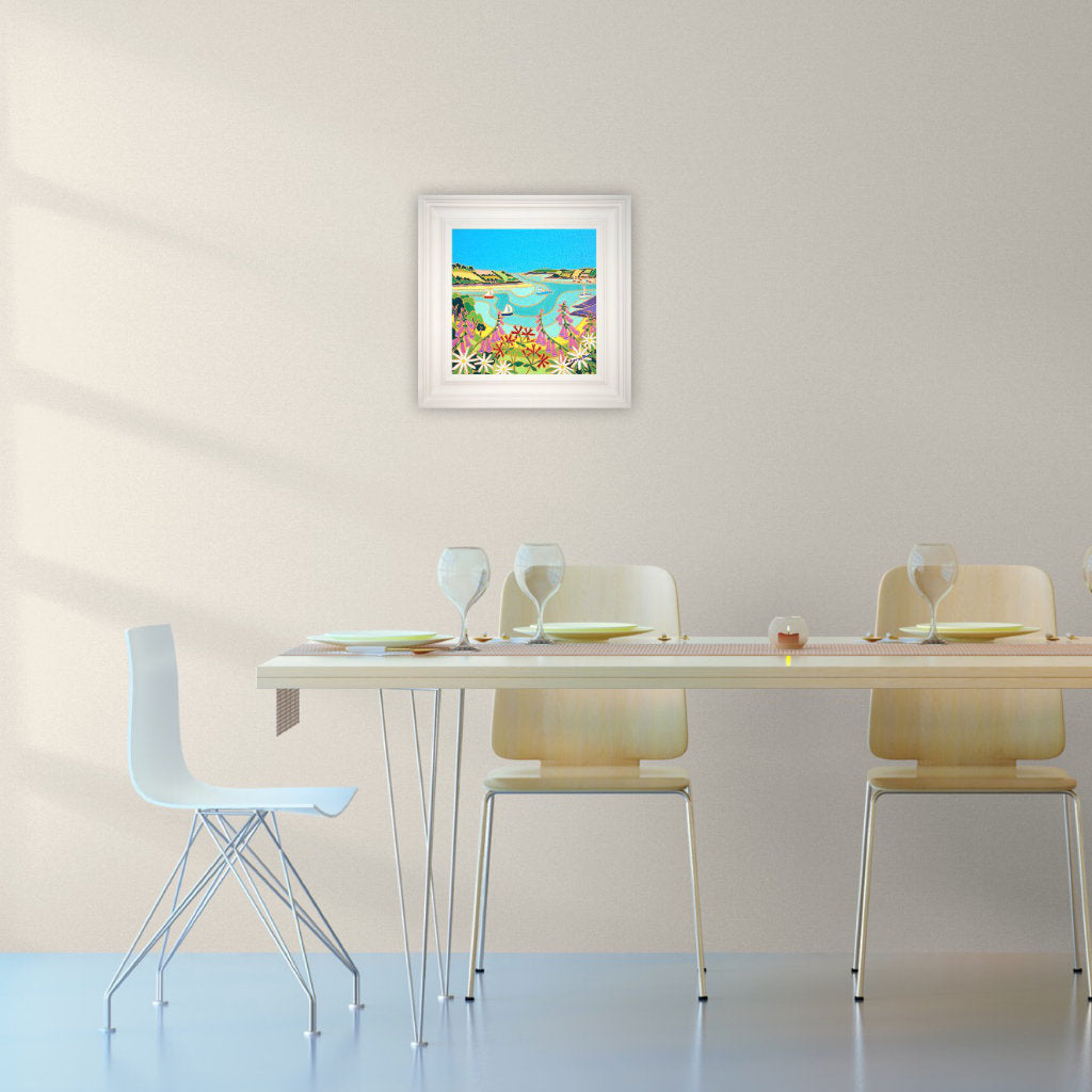 'View of the Carrick Roads from Trelissick'. 12x12 inches oil on canvas. Cornwall Art Gallery Painting by Joanne Short.