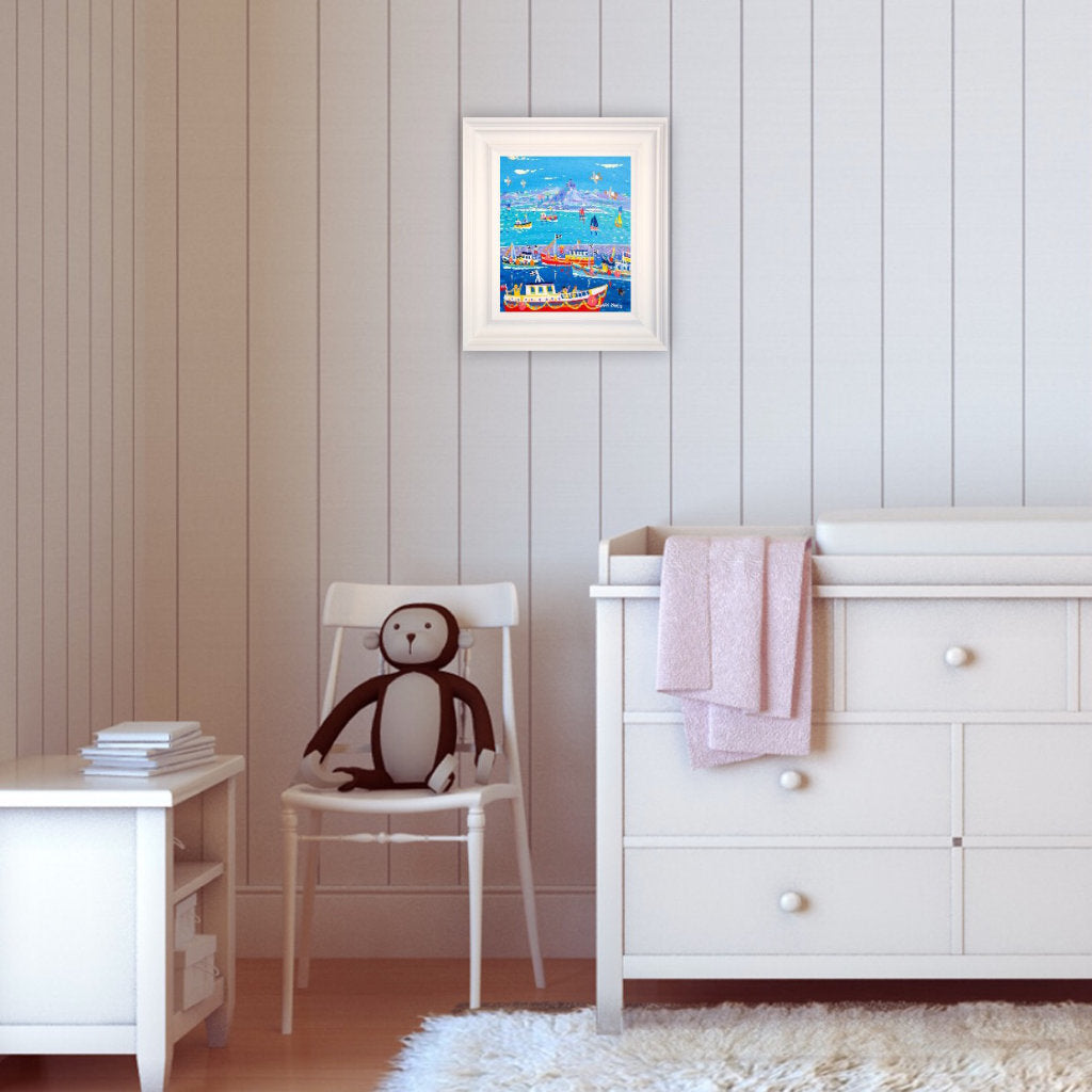 'Looking across Newlyn', 12 x 10 inches acrylic on canvas. Cornwall Art Gallery Original Art Painting by Cornish Artist John Dyer