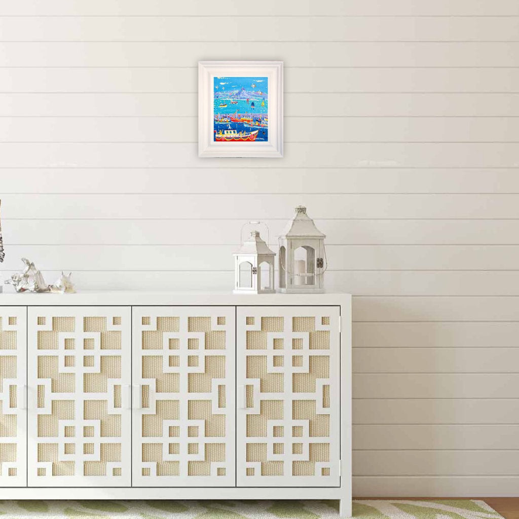 'Looking across Newlyn', 12 x 10 inches acrylic on canvas. Cornwall Art Gallery Original Art Painting by Cornish Artist John Dyer