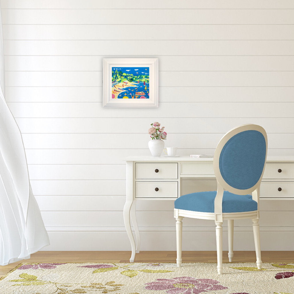 'Feock Fun, Loe beach', 10 x 12 inches acrylic on canvas. Cornwall Art Gallery Painting by John Dyer.