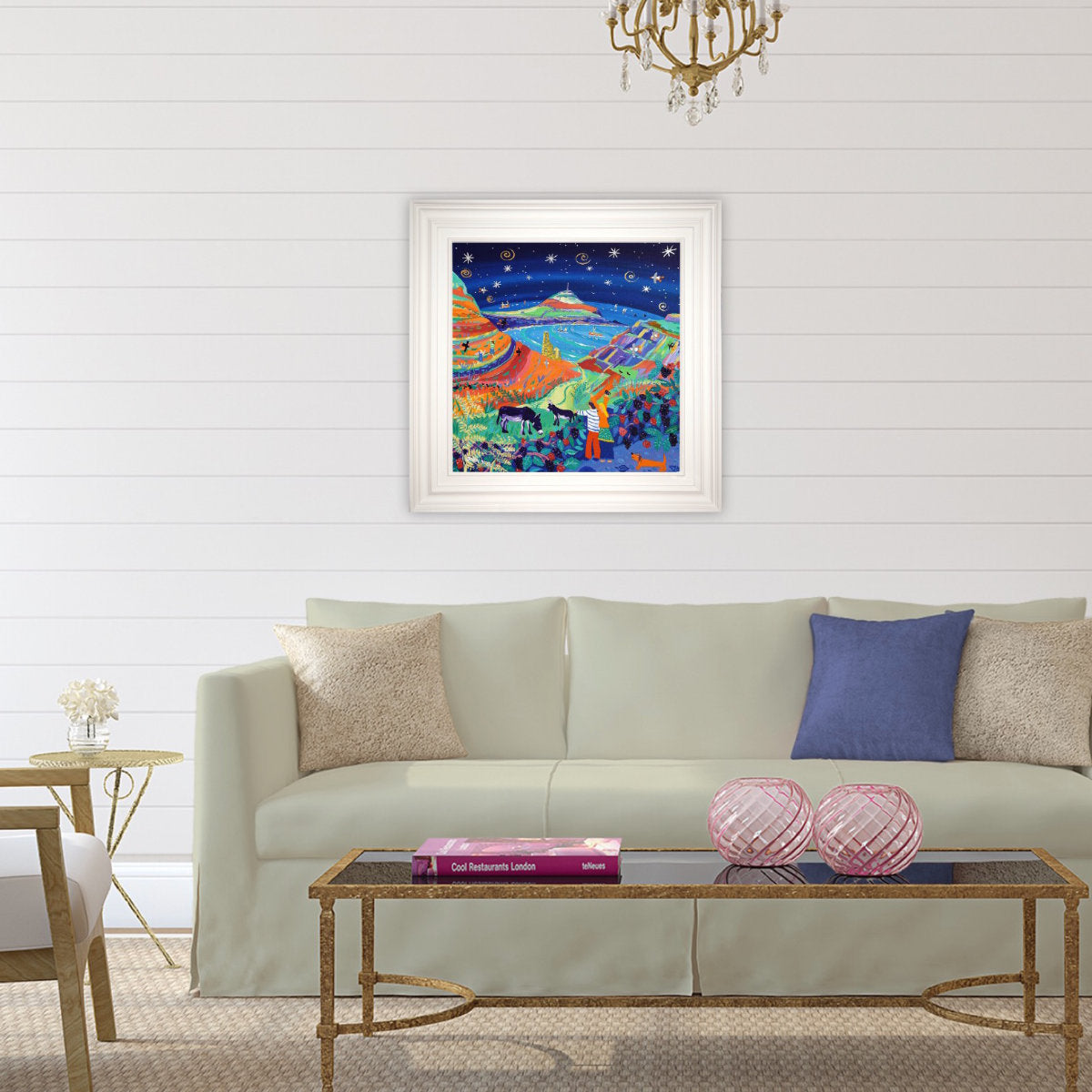 'Blackberry Picking under the Stars, Cape Cornwall'. 24x24 inches acrylic on canvas. Paintings of Cornwall by John Dyer from our Cornwall Art Gallery