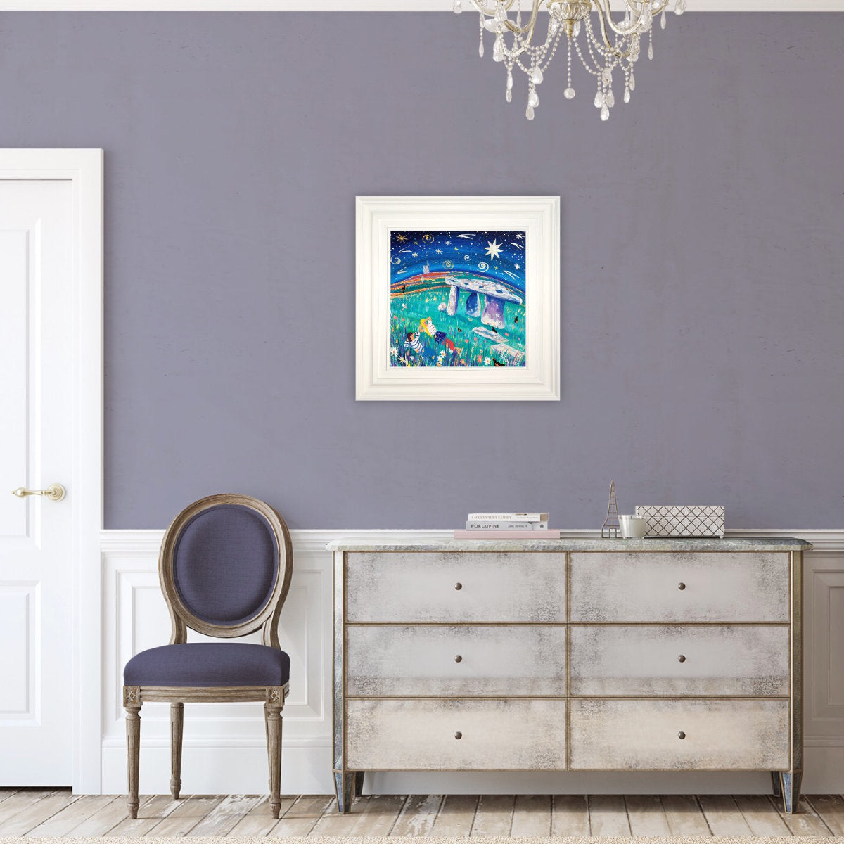 'Star Gazing, Lanyon Quoit'. 18 x 18 inches original art acrylic on canvas. Paintings of Cornwall by Cornish Artist John Dyer from our Cornwall Art Gallery