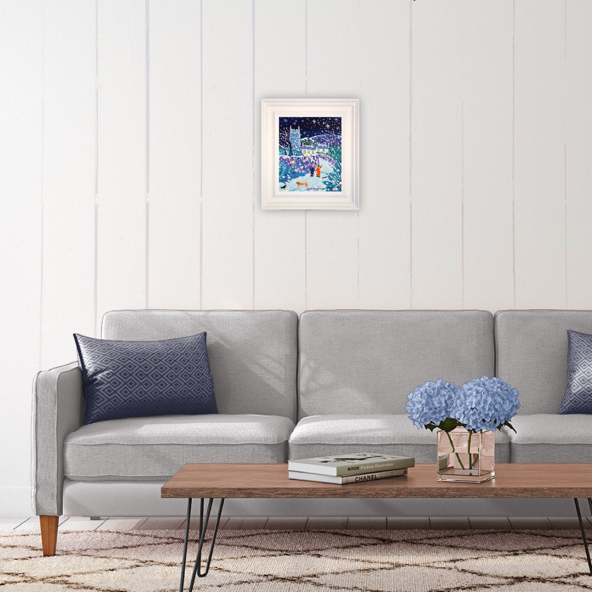 'Walking in the Snow, Zennor', 12 x 10 inches original art acrylic on canvas. Paintings of Cornwall by Cornish Artist John Dyer from our Cornwall Art Gallery