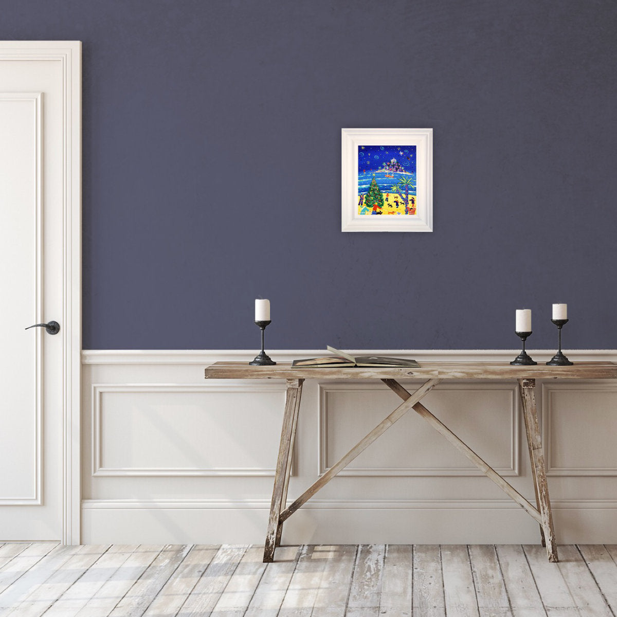 'Christmas Walkies, St Michael's Mount', 12 x 10 inches original art acrylic on canvas. Paintings of Cornwall by Cornish Artist John Dyer from our Cornwall Art Gallery