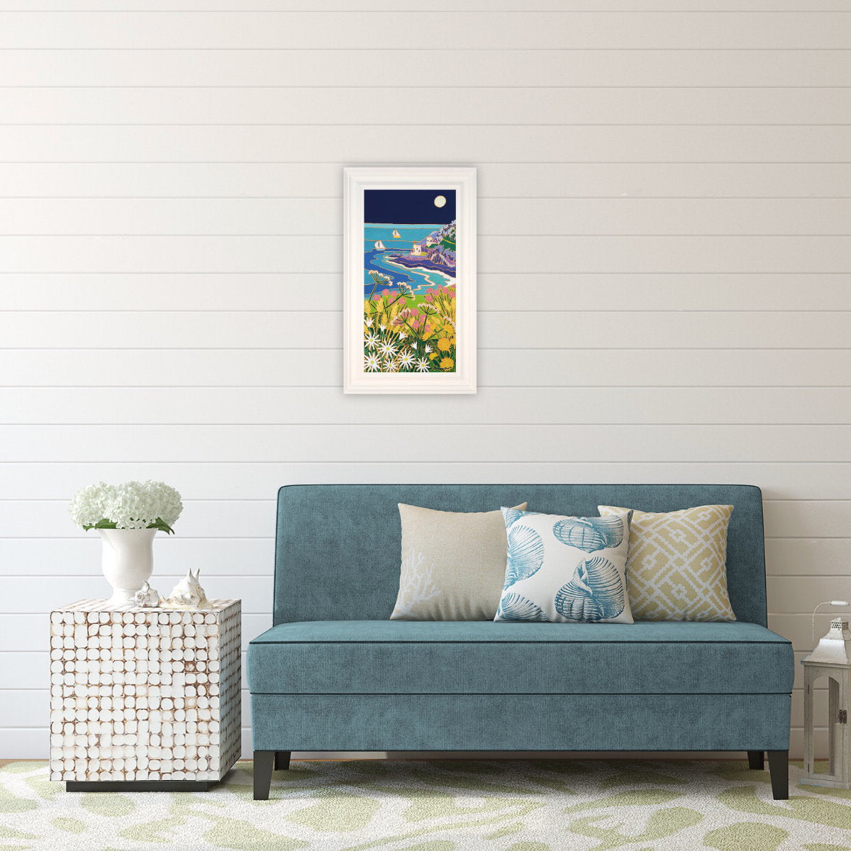 'Full Moon over the Mines, Botallack'.
23.5 x 12 inches original art oil on canvas. Paintings of Cornwall by Cornish Artist Joanne Short from our Cornwall Art Gallery