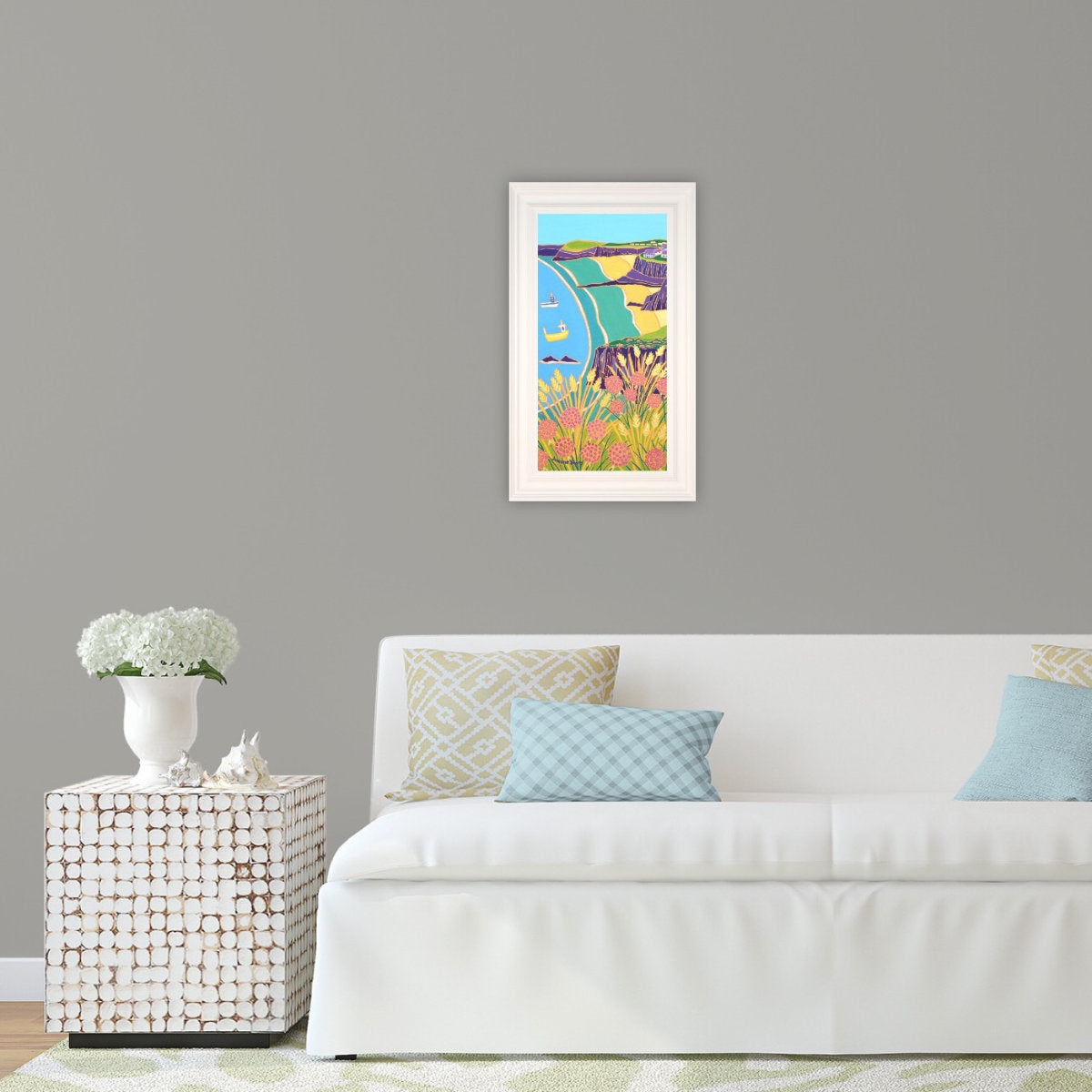 'Coastal Walk, Mother Ivey's Bay'.
23.5 x 12 inches original art oil on canvas. Paintings of Cornwall by Cornish Artist Joanne Short from our Cornwall Art Gallery