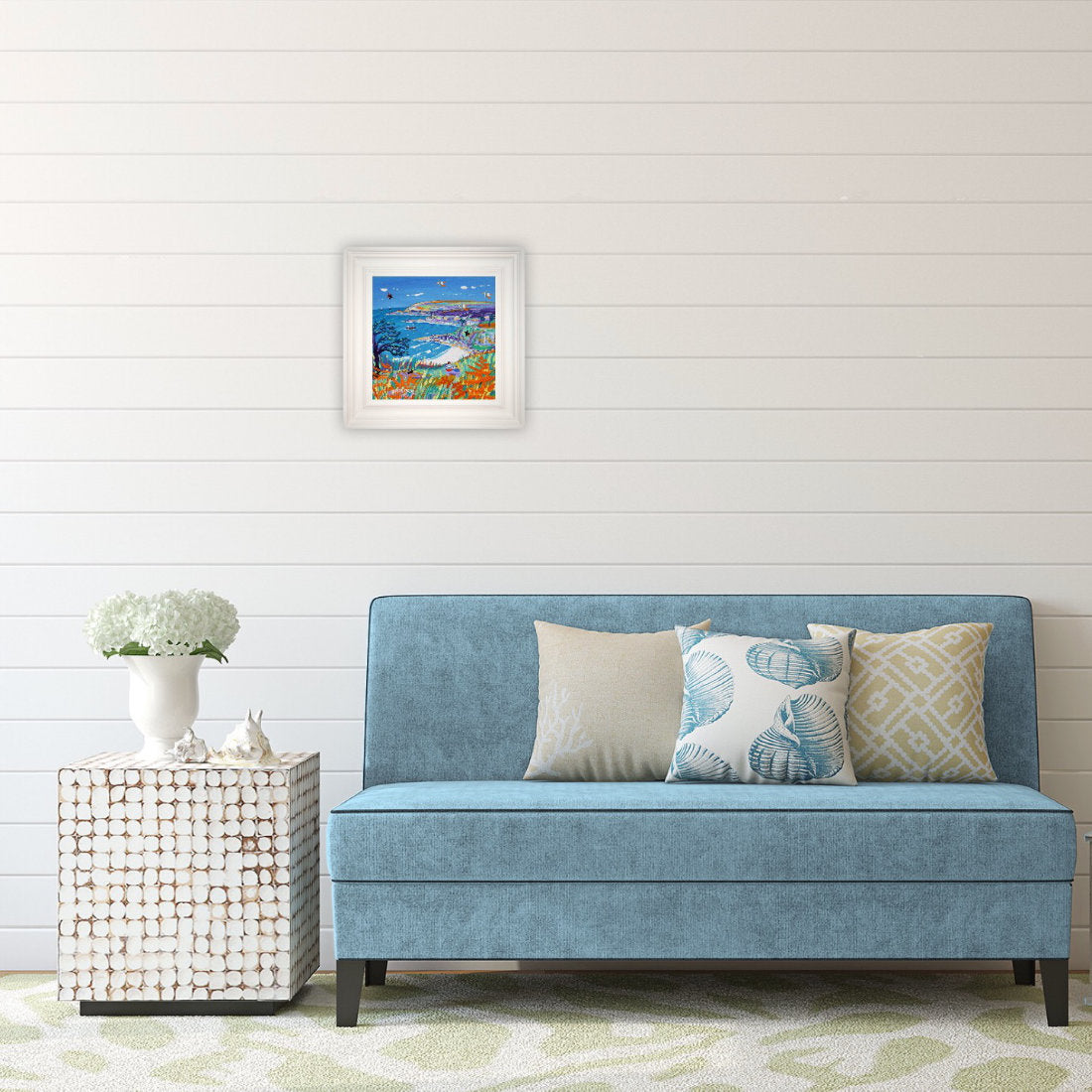 'Cuddle on the Cliffs, Treen Cove, Zennor', 12 x 12 inches original art acrylic on canvas. Paintings of Cornwall by Cornish Artist John Dyer from our Cornwall Art Gallery