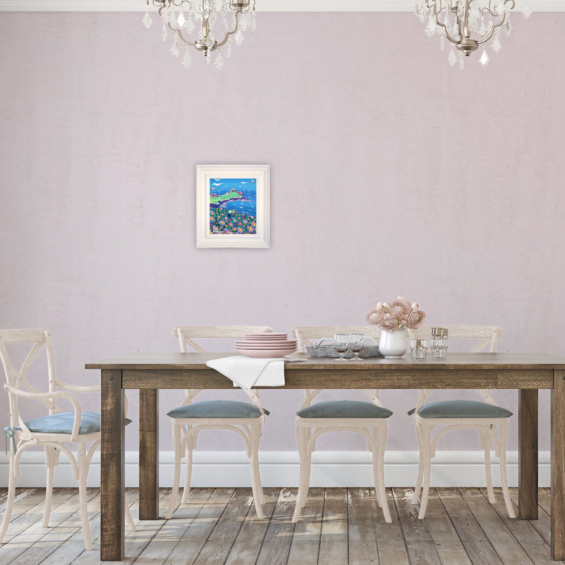 'A Carpet of Flowers at Gurnard's Head, Zennor', 12 x 10 inches original art acrylic on canvas. Paintings of Cornwall by Cornish Artist John Dyer from our Cornwall Art Gallery